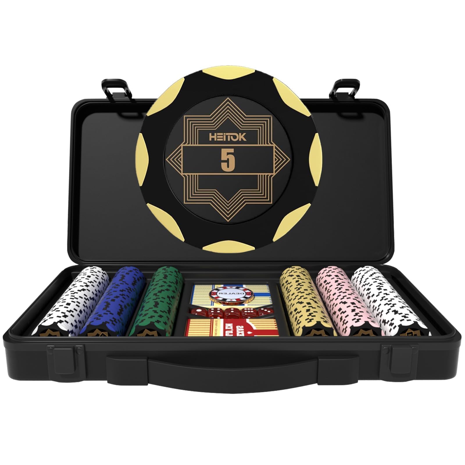 Amazon.com: HEITOK Clay Poker Chip Set for Texas Hold'em, 300 PCS